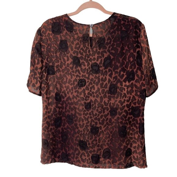 Escada Vintage Womens Blouse Size 10 Brown Leopard Animal Print Silk Blend - Picture 2 of 9